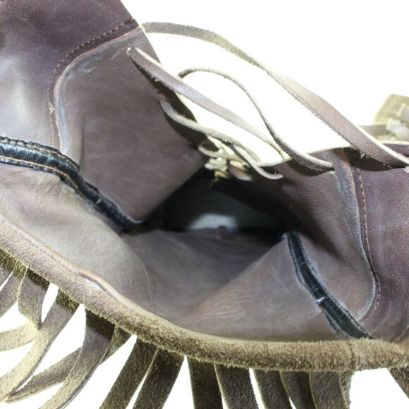 Handmade Vintage Brown Leather Suede Tall Moccasin Shoes (11 US) - Picture 11 of 14